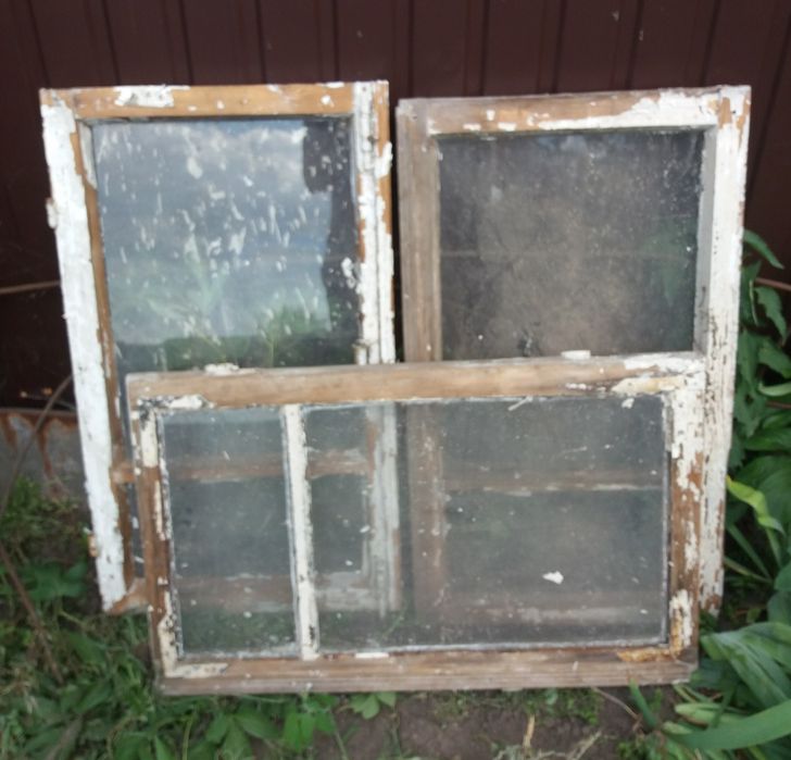 Скло віконне б/у, різні розміри.