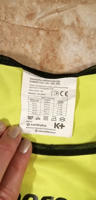 Kamizelka odblaskowa dziecko przedszkolak rozmiar 110-122