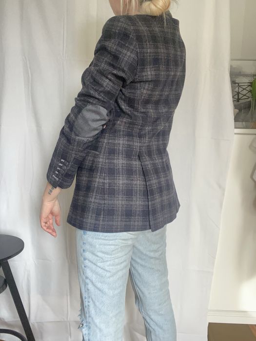 Żakiet w kratę wełna