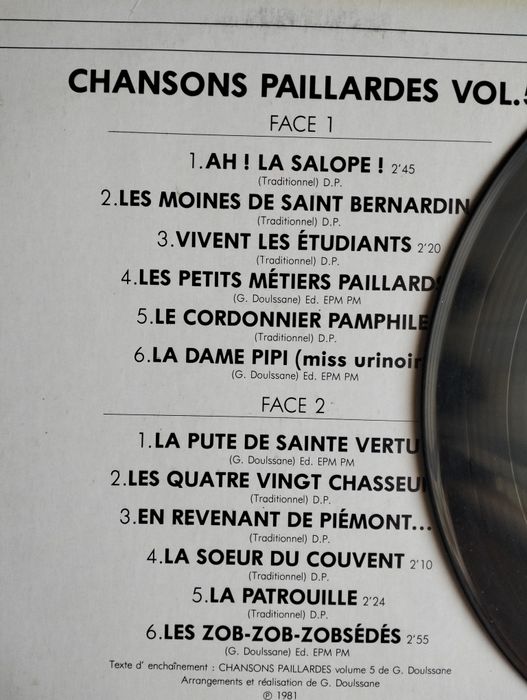 Disco de vinil LP Chansons Paillardes