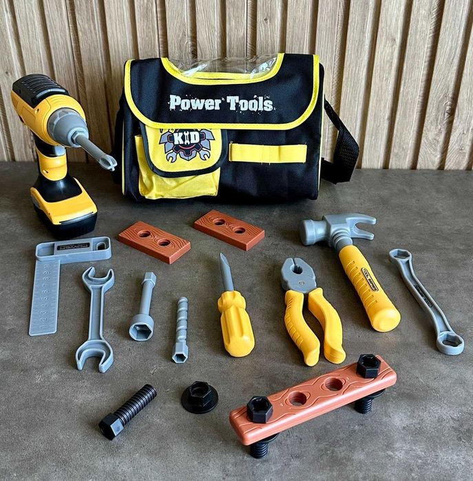 Дитячий набір інструментів у сумці з дрилем на батарейках