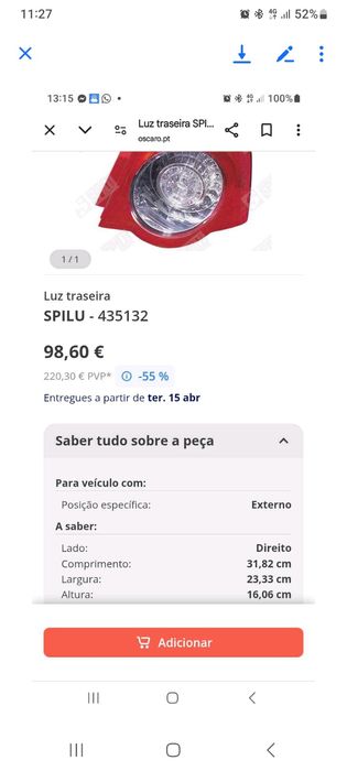 Luz traseira vw passat sedan