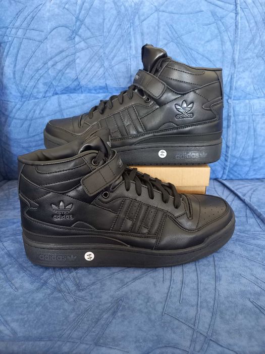 Кросівки чоловічі шкіряні чорні високі ADIDAS FORUM