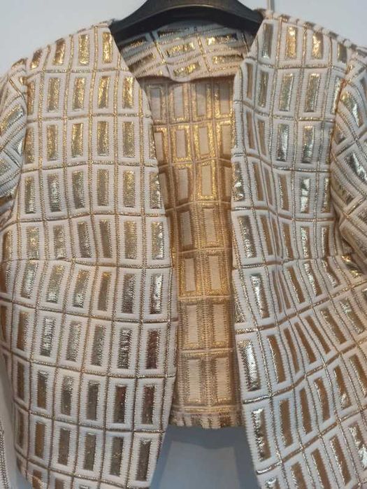 Żakiet kremowo złoty