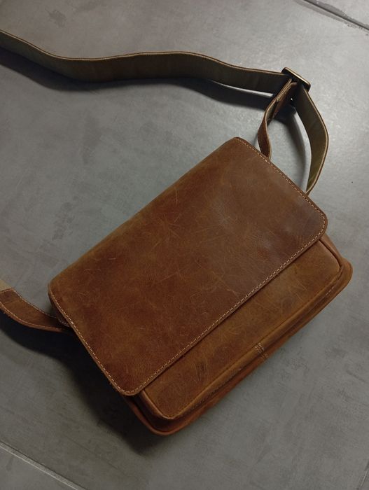 Стильна шкіряна crossbody сумка | Коричнева | Натуральна шкіра