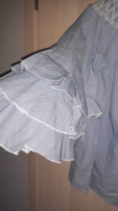 Hiszpanka falbanka bluzka niebieska