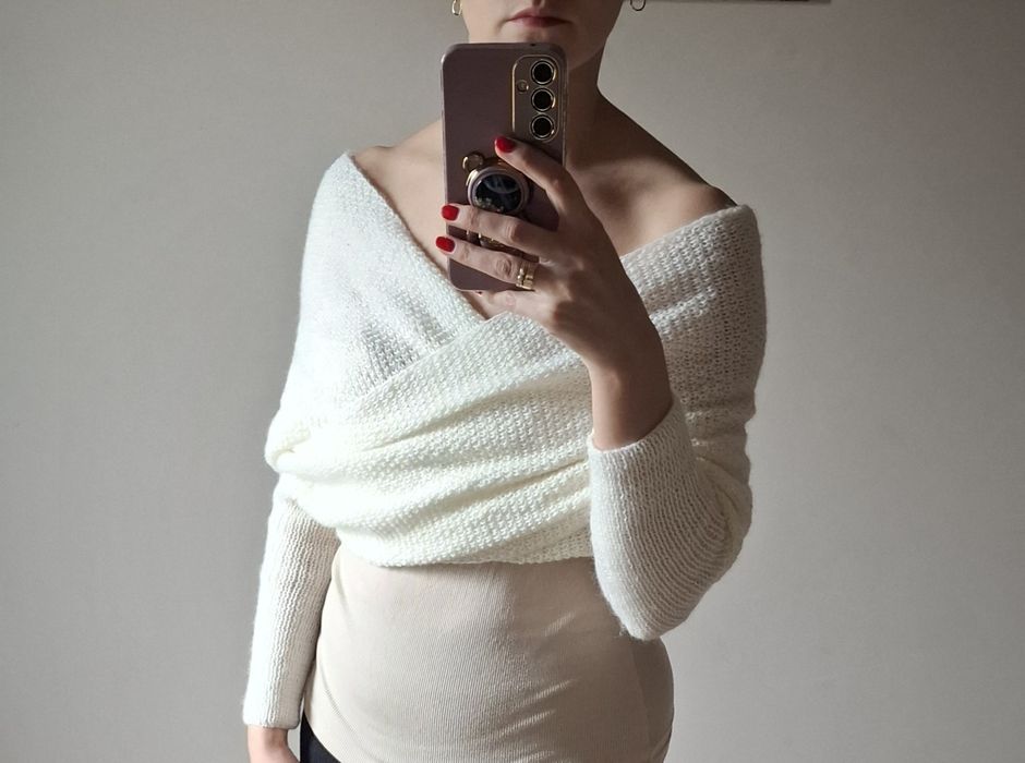 Biała etola ślubna dwustronna