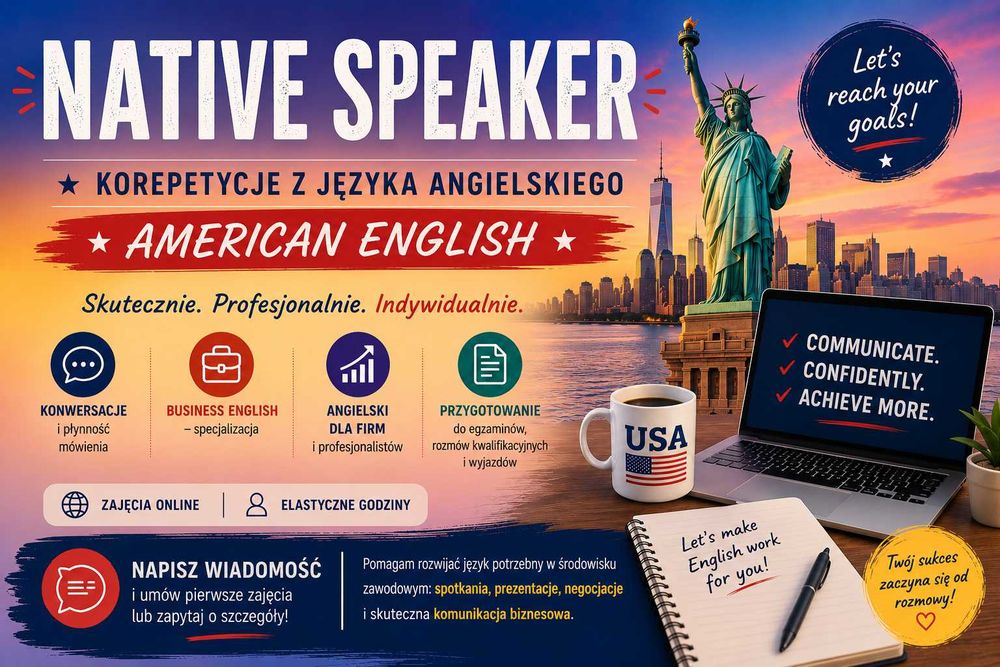 Native Speaker English - profesjonalne korepetycje angielski online