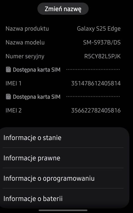 Samsung S25 Edge Titanium Icyblue 12/256 jak nowy - 51 cykli
