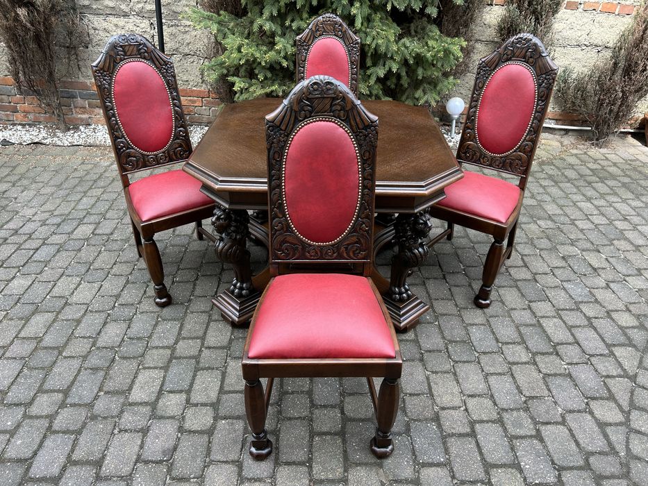 Antyczna Biblioteka Gdańska + Biurko Antyk Gabinet Po Renowacji UNIKAT