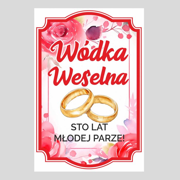 naklejki na wódkę weselną, etykiety na wódkę weselną, młoda para