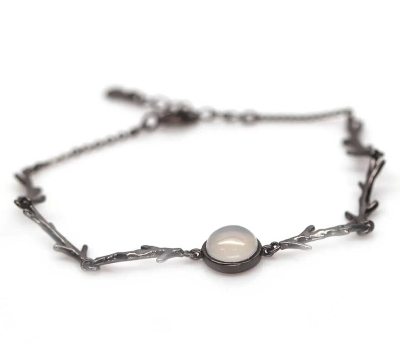 Bransoleta srebrna 925 kamień księżycowy