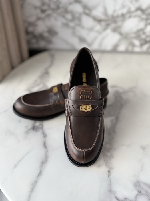 Mokasyny Miu Miu brown leather