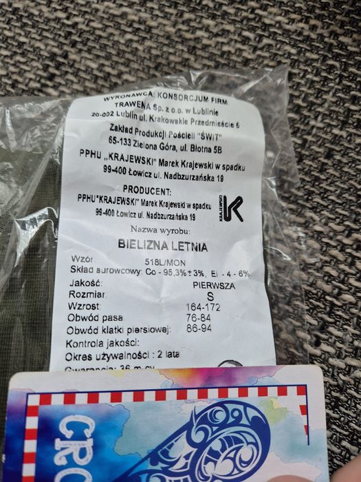 Bielizna letnia 518L/MON nowa, komplet, roz S.