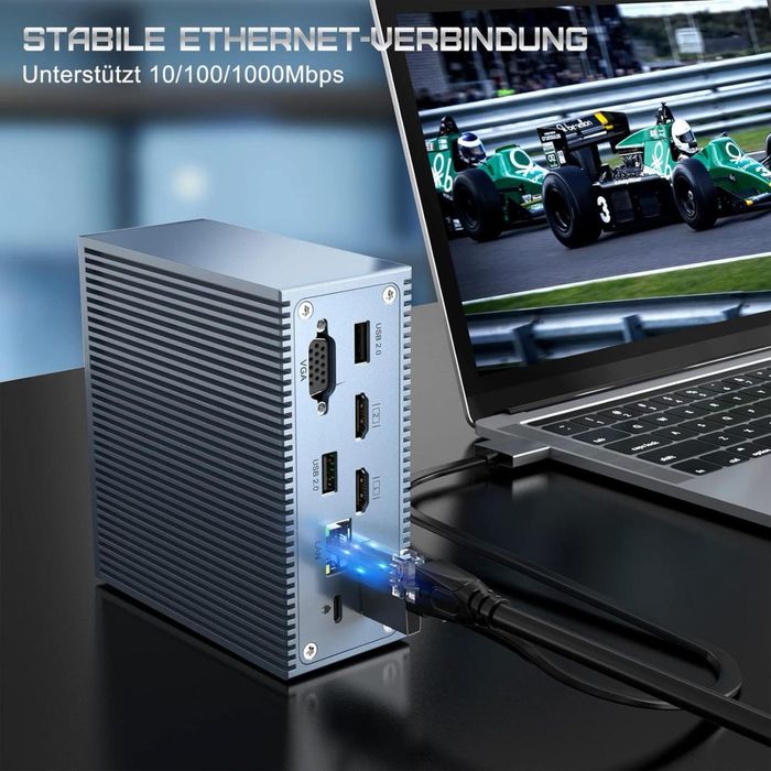 Док-станция USB C HDMI VGA 4 USBA USB C SD Micro SD LAN 100 Вт