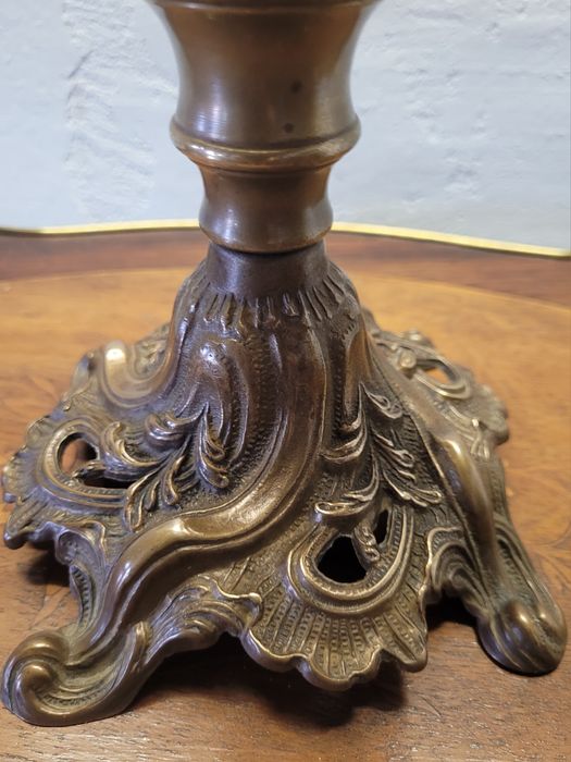 Piękna antyczna lampa naftowa mosiądz szkło antyk