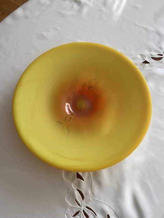 Patera szklana”akant”huta Sudety projekt Zbigniew Horbowy lata 60