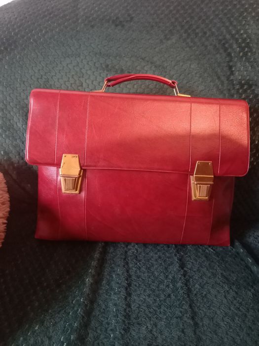 Teczka aktówka vintage bordowa na laptop dokumenty