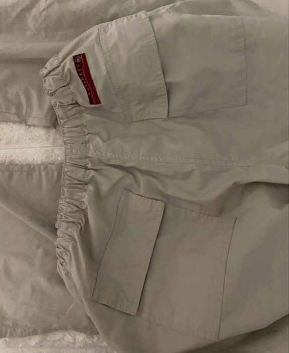 Bezowe spodnie cargo szerokie baggy parachute xs