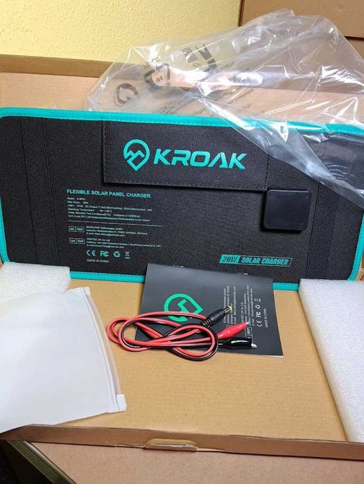 Painel Solar Portátil Flexível Kroak 20W USB (NOVO)