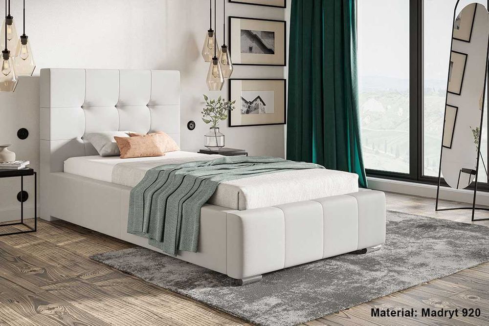 Łóżko tapicerowane pikowane PAUL 90x200 pojemnik stelaż kolor