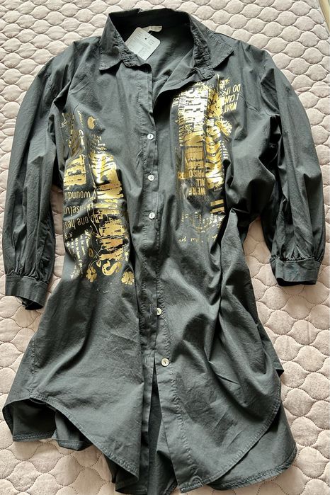 Koszula grafitowa ze złotym