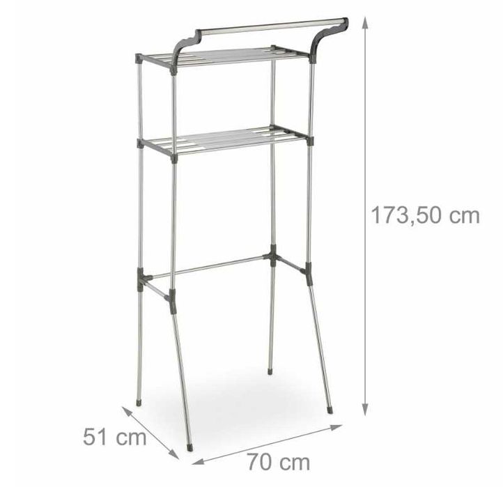 Regał łazienkowy nad pralkę  RelaxD srebrny 51 x 70 x 173,5 cm