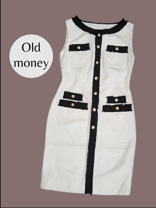 Elegancka sukienka tweedowa old money XS S wigilia komunia chrzciny