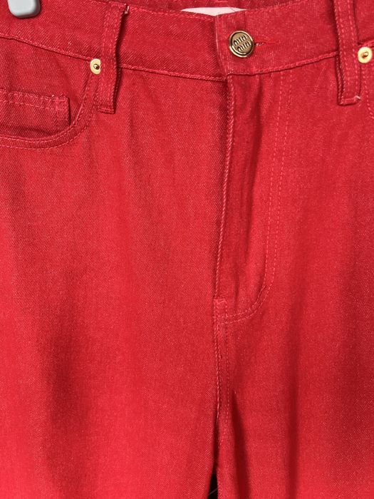 Czerwone jeansy Miu Miu straight high waist, rozmiar M