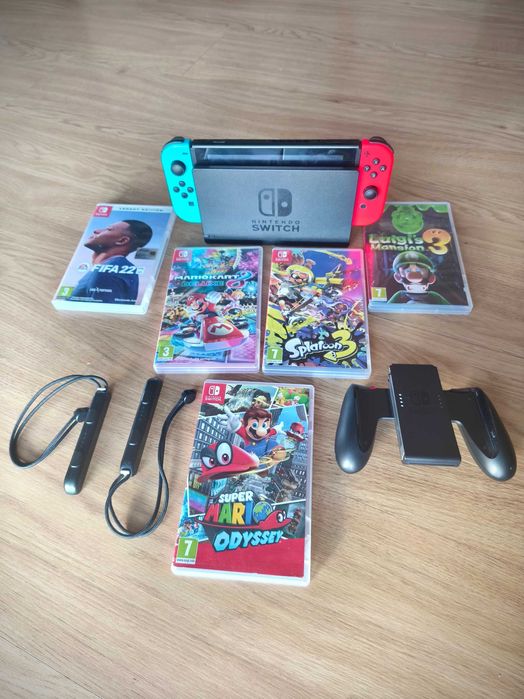 Nintendo switch com jogos.