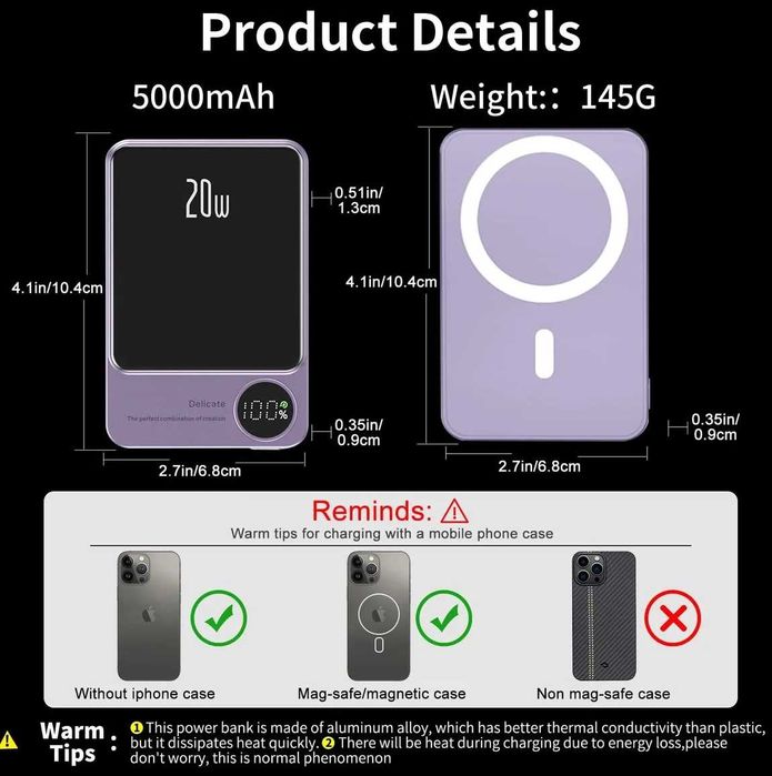 Mini power bank Magnético.