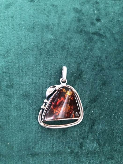 Zawieszka wisior bursztyn srebro vintage