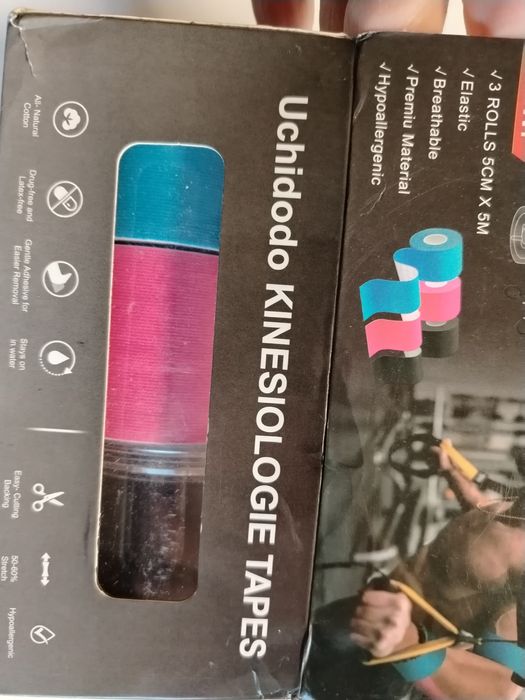 Taśma kinezjologiczna zestaw 3szt 5cmx5m tejp tejpy  plus dyspenser