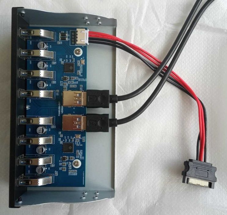 USB 3.0 х 8 портов HUB концентратор 5,25" передняя панель в корпус ПК