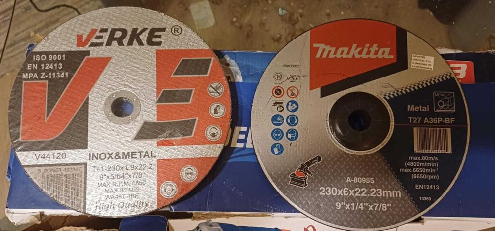tarcze do cięcia metalu VERKE plus tarcze do szlifowania metalu MAKITA