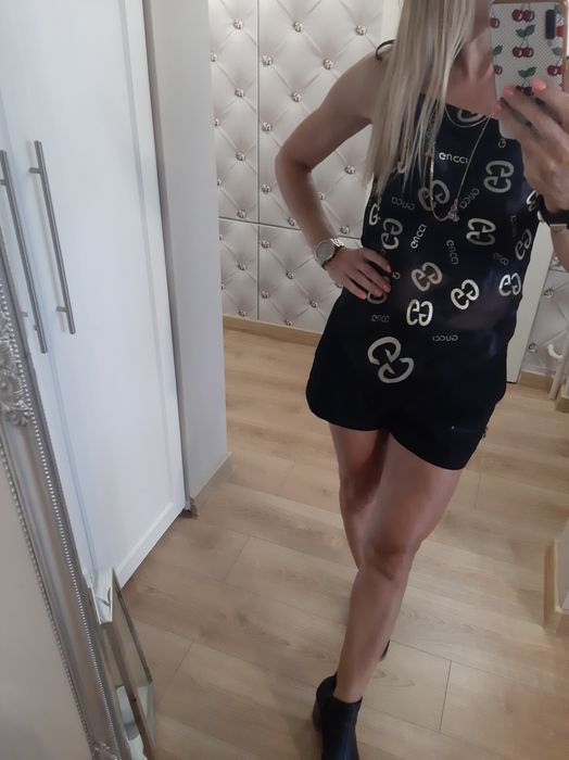 Top transparentny z napisami Gucci s