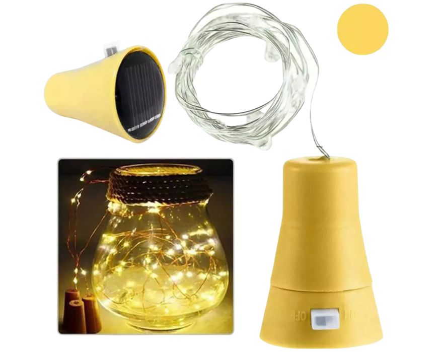 lampki drucik solar 10 led 1m korek do butelki lampka ciepły biały