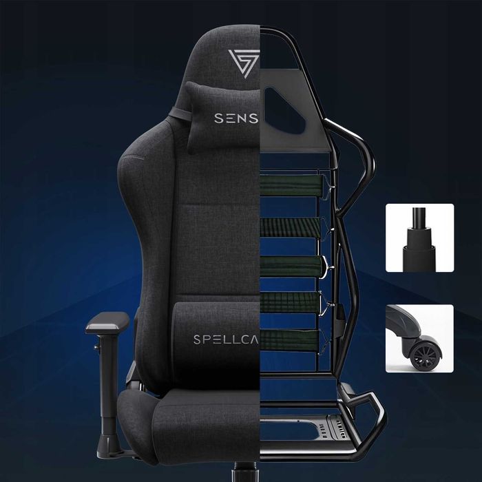 fotel gamingowy materiałowy obrotowy biurowy gracza kubełek sense7