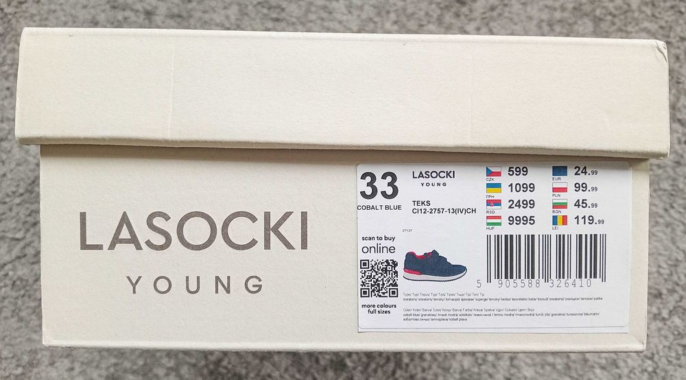 Nowe sneakersy dziecięce Lasocki Young rozmiar 33