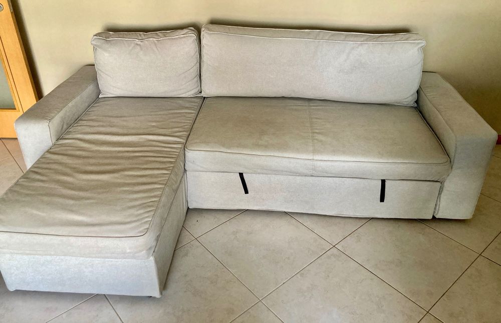 Sofá cama chaise longue com arrumação