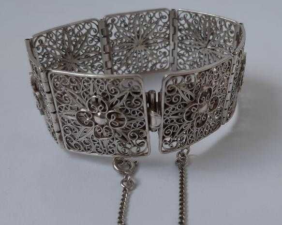 Браслет серебряный антик ар-нуво ар деко 1900 1930 филигрань TIFFANY