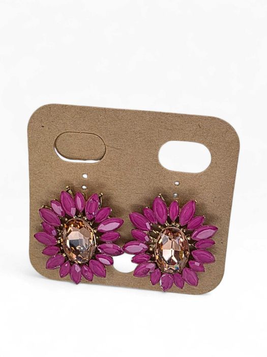 Brincos Flor Rosa com Cristal Central – Dourado – Nunca Utilizados