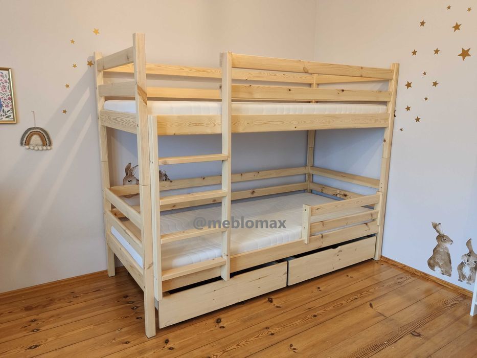 Nowe bezpieczne masywne łóżko piętrowe lite drewno sosnowe dla dzieci