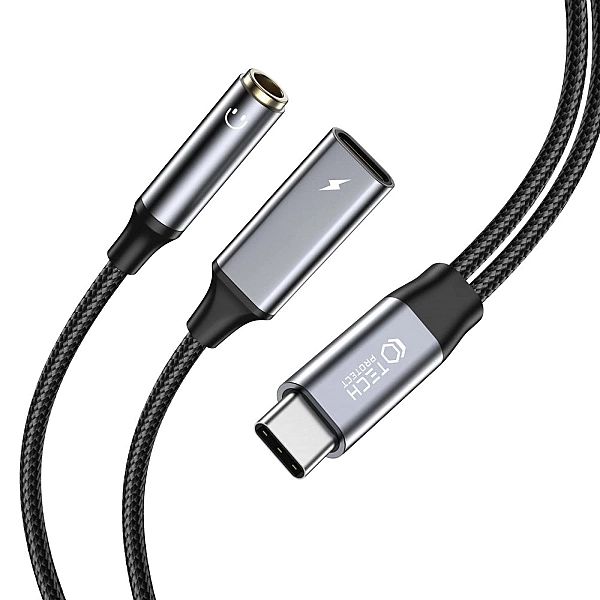 Kabel Tech-Protect UltraBoost USB-C (męski) PD 60W 6A / mini jack 3.5m