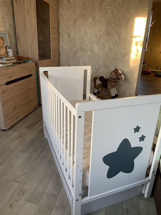 Дитяче ліжко, люлька, ліжко біле , матрац 1200*600