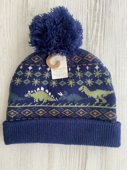 Вязаная шапка-бини grayson dinosaur синяя