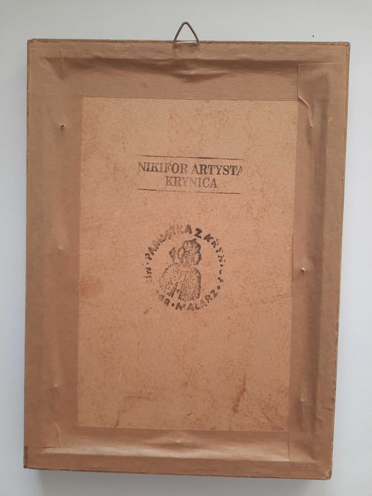 Kolekcja 4 obrazów z pieczęciami  - pamiątka z Krynicy Nikifor artysta