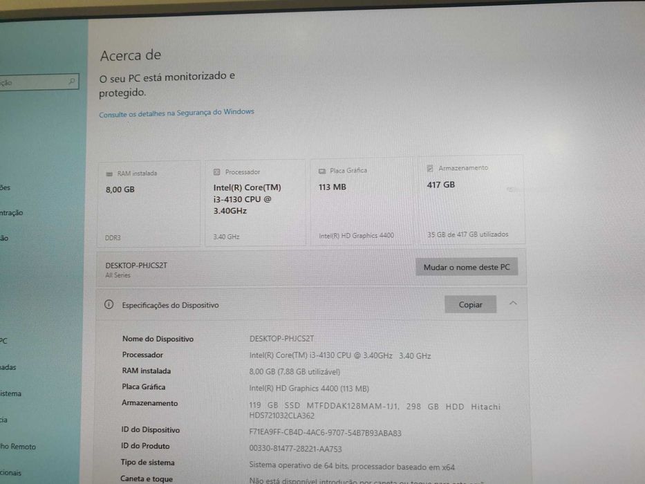 PC torre I3 (recondicionado) (Ideal para Trabalho)