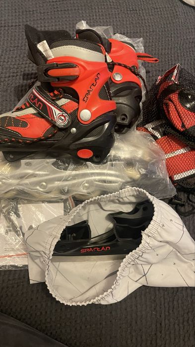 30-33 lyzwy i rolki dzieciece z kompletem ochraniaczy