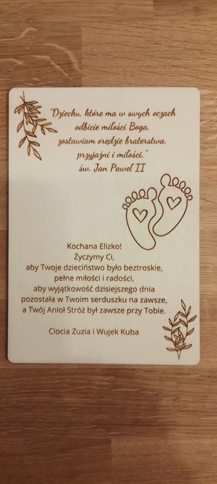 Pamiątka chrztu dziecka